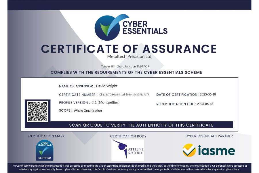 Metaltech achieves Cyber Essentials Certification